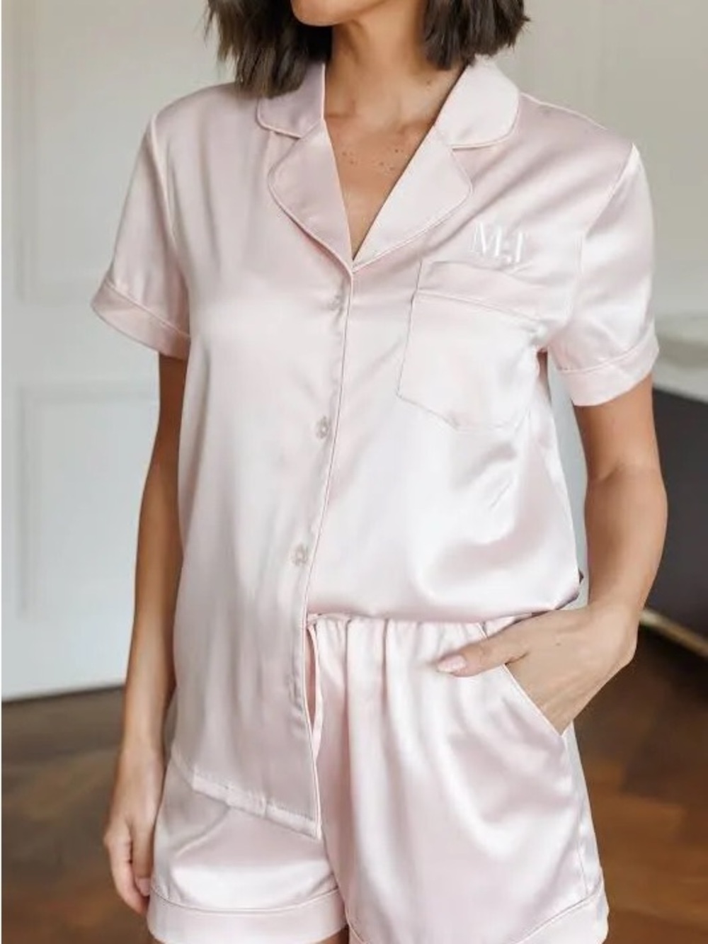 Le Rose Satin Bridesmaid Sleep Set Blush Pink | M